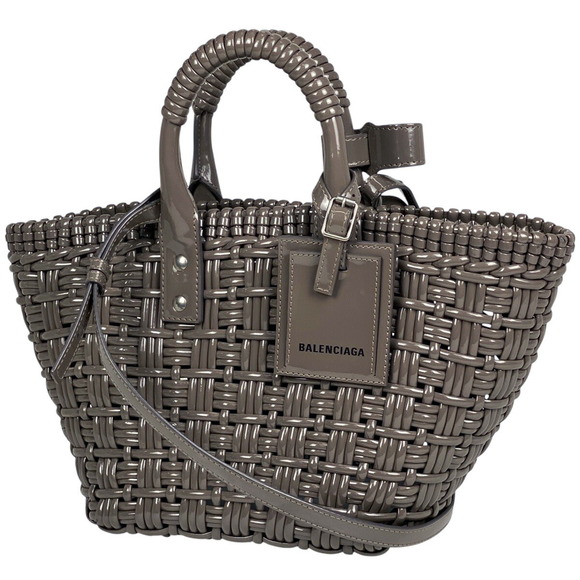 Balenciaga Basket Shoulder Bag Gray Bistro Patent - Picture 1 of 7